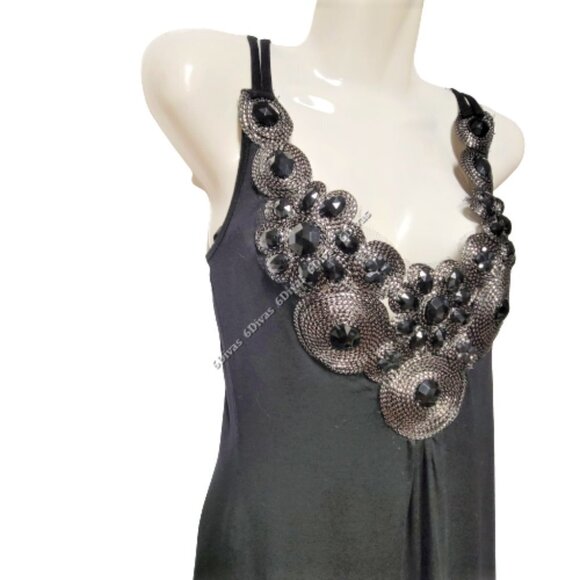 Black Sequined Glitter Applique Blouse Top  Size S   Size M -  NWT - Picture 3 of 11